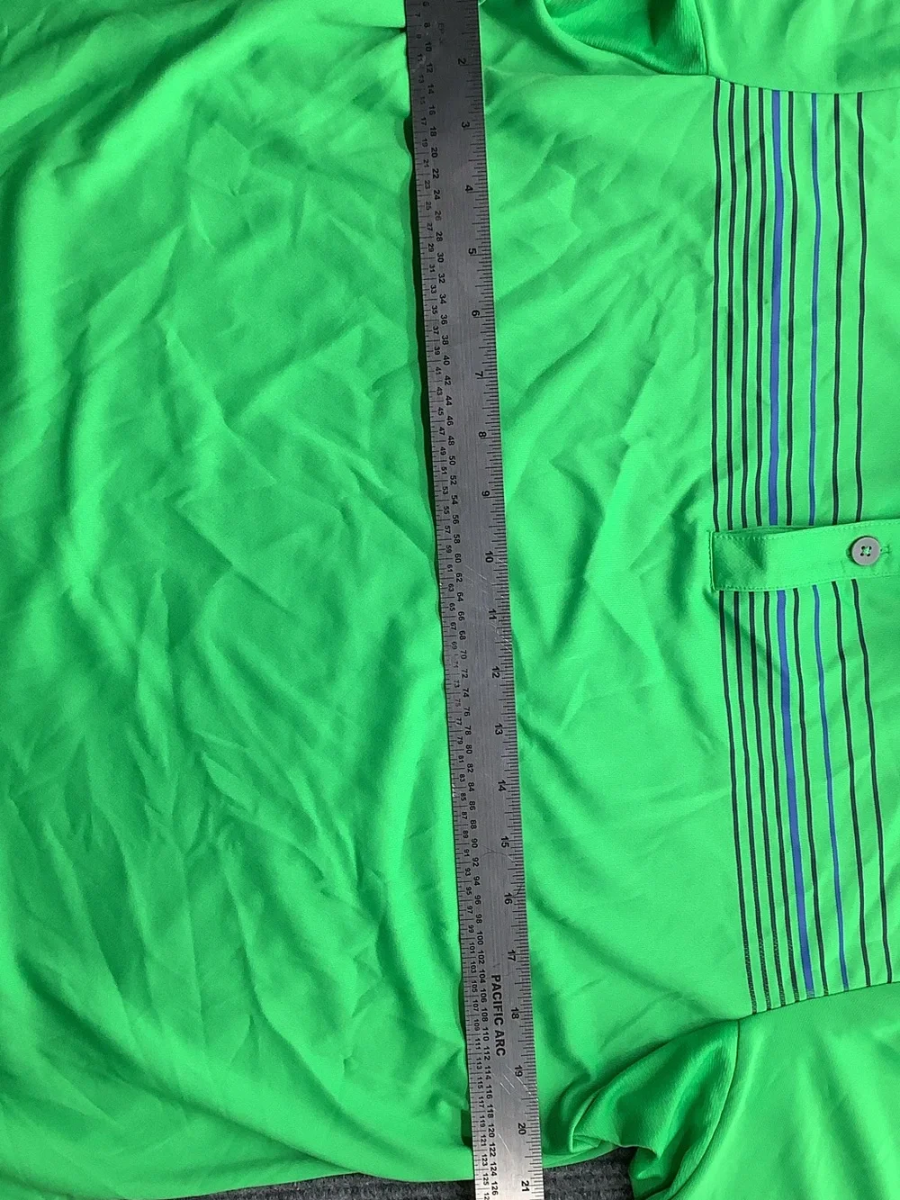 adidas Neon Green Short-Sleeve Polo with Chest Stripes